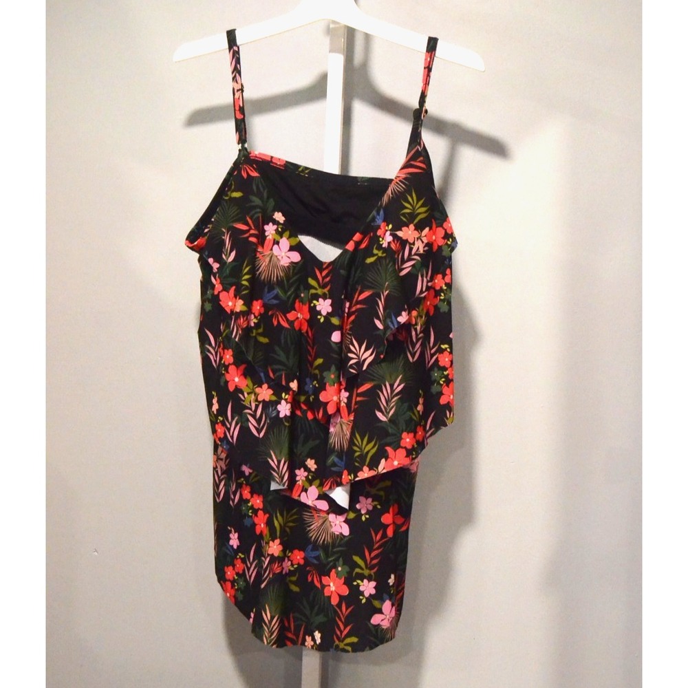 NWT Shade & Shore Women's Swim Top Size 2X (20-22) V-Neck Multicolor Floral
